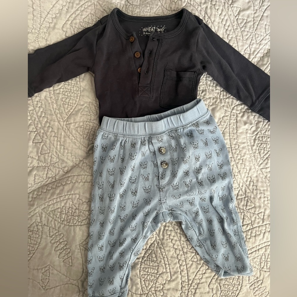 Wheat Baby Outfit Blue Bulldogs